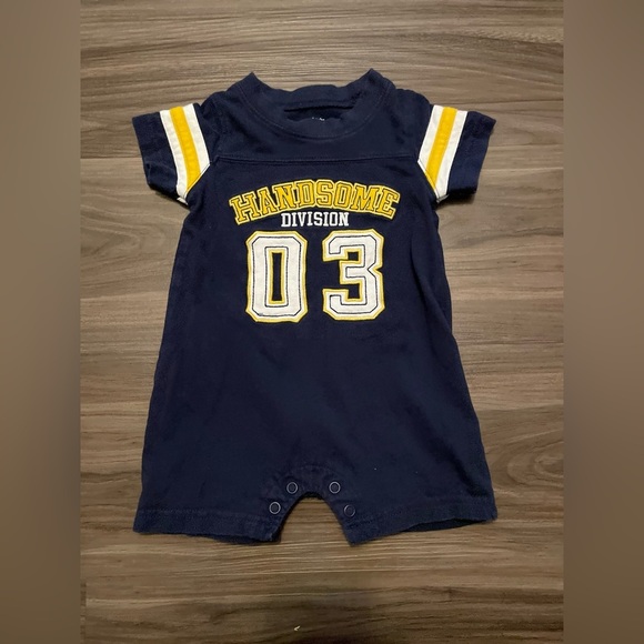 Carter's Navy and Yellow Handsome Division Baby Romper size 3M - Picture 3 of 3